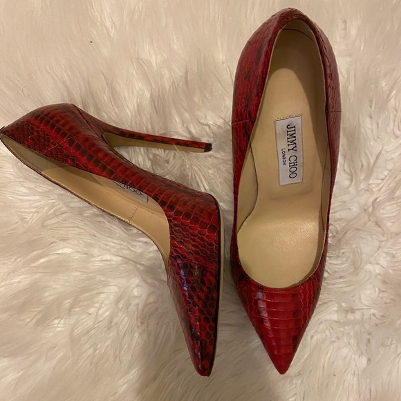 Red snake skin Jimmy Choo Stilettos - Picture 1 of 7